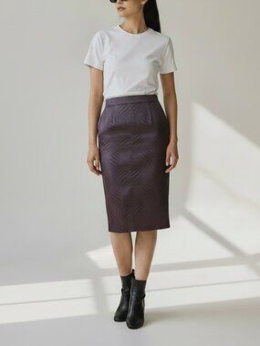 Authentic Gucci Jacquard Silk Leaf Pattern Pencil Skirt